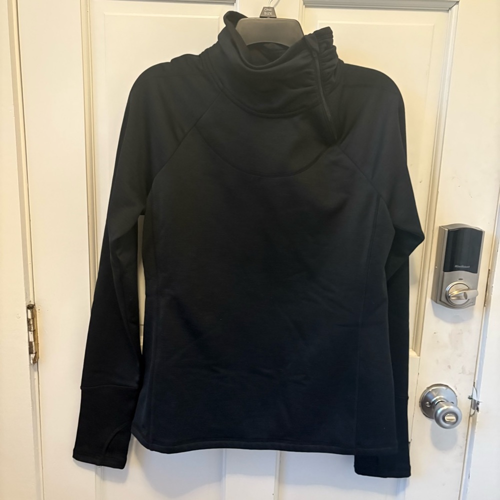 ATHLETA Funnel Neck Fleece Lined Black Turtleneck Long Sleeve Sweater